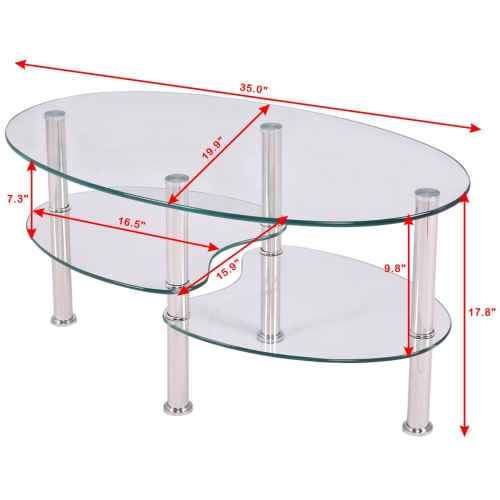 Table à dîner ovale à plateau en verre trempé avec dessus en verre de TopBuy salle de séjour à base chromée
