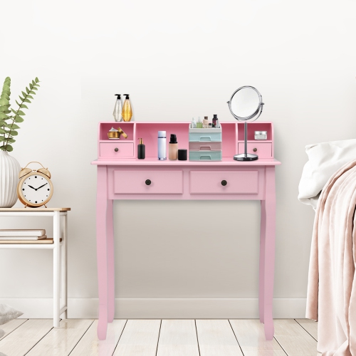 Topbuy Writing Desk W/ Drawer Detachable Floating Organizer Computer Table Pink