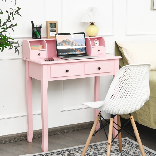 Topbuy Writing Desk W/ Drawer Detachable Floating Organizer Computer Table Pink