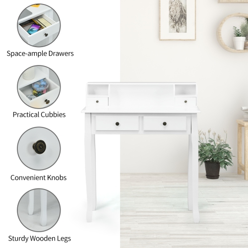 Topbuy Writing Desk W/ Drawer Detachable Floating Organizer Computer Table White