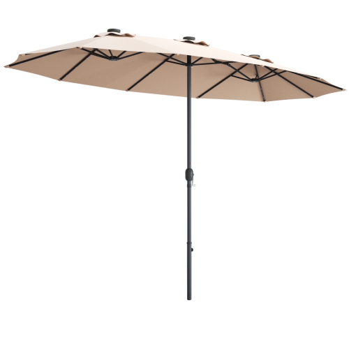 TOPBUY  15' Outdoor Solar Led Patio Double-Sided Market Umbrella