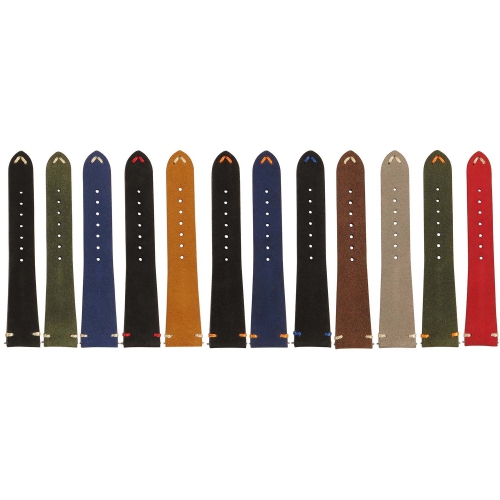 StrapsCo Suede Strap with Brushed Silver Buckle for Samsung Galaxy Watch 4 - Short - Red