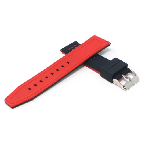 STRAPSCO  Perforated Silicone Rubber Band Strap for Samsung Galaxy Watch 4 - Black & In Red