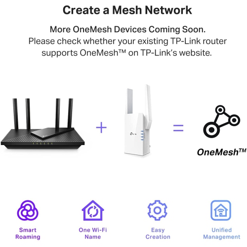 TP-Link AX1800 WiFi 6 Range Extender RE605X - Covers up to 1,500 Sq.ft and 30 Devices, Up to 1800Mbps, Dual Band WiFi Repeater with Gigabit Port,