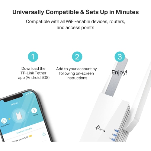 TP-Link AX1800 WiFi 6 Range Extender RE605X - Covers up to 1,500 Sq.ft and 30 Devices, Up to 1800Mbps, Dual Band WiFi Repeater with Gigabit Port,