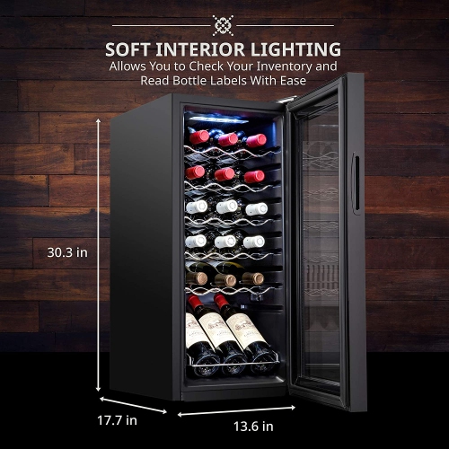 Ivation 18 Bottle Compressor Wine Cooler Refrigerator with Wi-Fi Smart App Control Cooling System | Large Freestanding Wine Cellar Fridge For Red