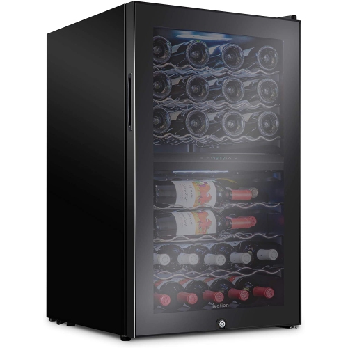 IVATION  43 Bottle Dual Zone Wine Cooler Refrigerator W/lock | Large Freestanding Wine Cellar for Red, White, Champagne & Sparkling Wine | 41F-64F