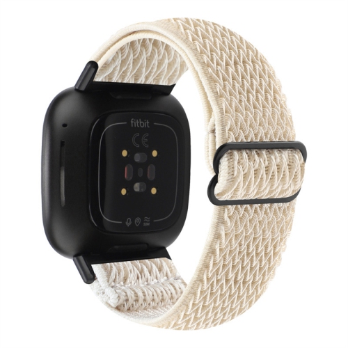 StrapsCo Soft Woven Nylon Watch Band Strap for Fitbit Sense - Beige