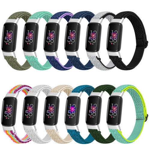 StrapsCo Hook and Loop Adjustable Nylon Watch Band Strap for Fitbit Luxe - Rainbow