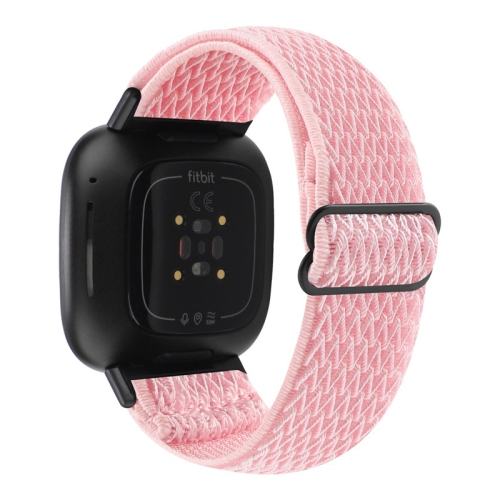 Bracelet de bande de montre StrapsCo tissé en nylon pour Fitbit Versa 3 - Rose