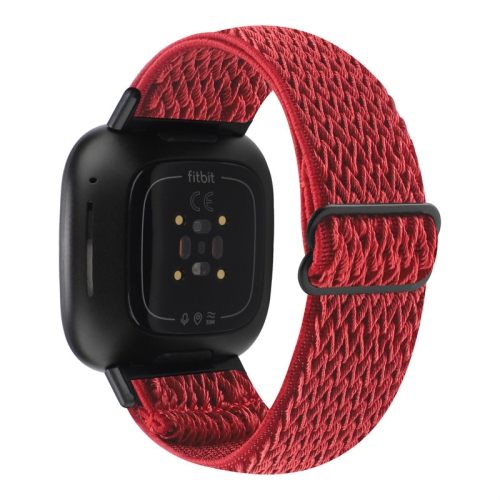 STRAPSCO  Soft Woven Nylon Watch Band Strap for Fitbit Sense - In Red