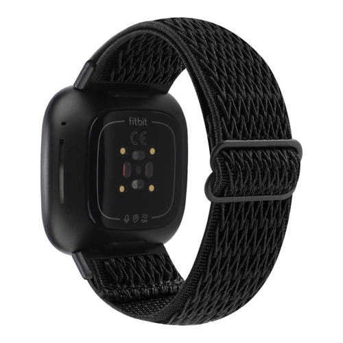 StrapsCo Soft Woven Nylon Watch Band Strap for Fitbit Sense - Black