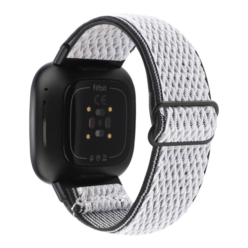 STRAPSCO  Soft Woven Nylon Watch Band Strap for Fitbit Sense - Black & In White