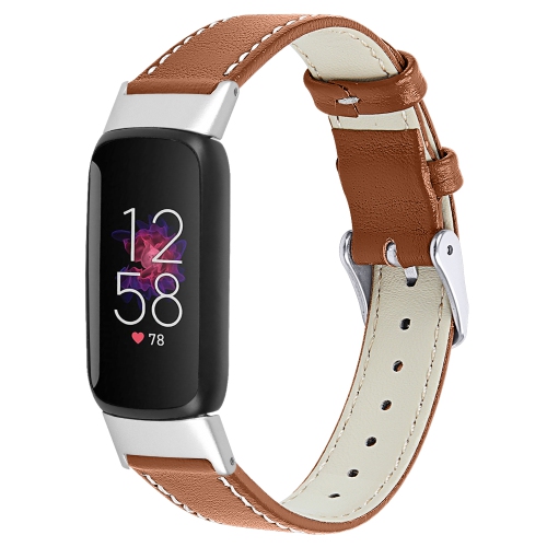 STRAPSCO  Vibrant And Smooth Leather Watch Band Strap for Fitbit Luxe - In Brown