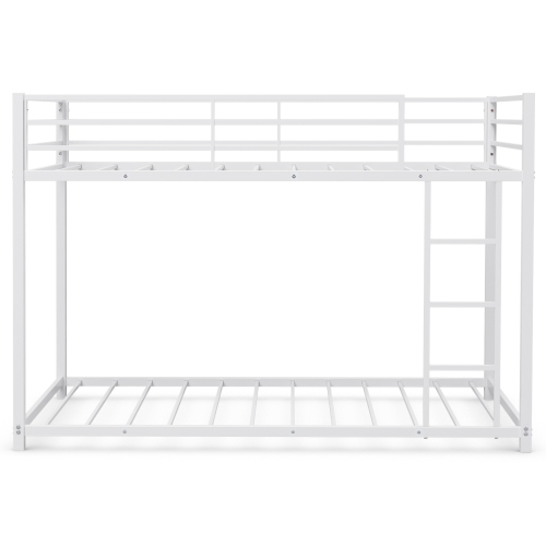 Topbuy Bunk Bed Frame Twin Over Twin Heavy Duty Metal Bed Frame w/Slat & Ladder White