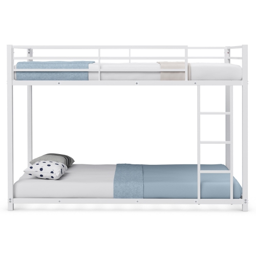 Topbuy Bunk Bed Frame Twin Over Twin Heavy Duty Metal Bed Frame w/Slat & Ladder White