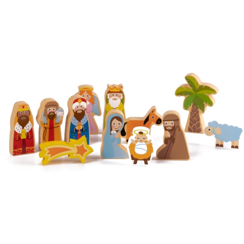 Wooden Nativity Scene for Kids - 20pcs Set - Crèche de Noël en Bois pour Enfants