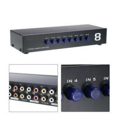 AV Switch Box Composite Selector 8 Port RCA Audio Video 8 In 1 Out To TV