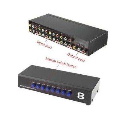AV Switch Box Composite Selector 8 Port RCA Audio Video 8 In 1 Out To TV