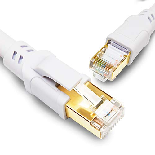 Câble Ethernet CAT8 100FT, câbles de fil LAN de réseau Internet SFTP haute vitesse 40Gbps 2000MHz avec connecteur RJ45 plaqué or - axGear