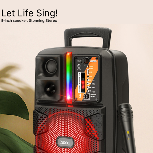 hoco. BS37, machine à karaoké, microphone de karaoké avec lumières LED DJ, haut-parleur Bluetooth avec microphones, système de karaoké prenant en