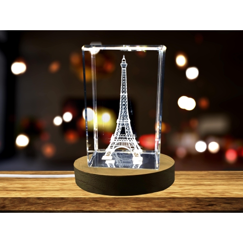 Eiffel Tower 3D Engraved Crystal Keepsake Souvenir