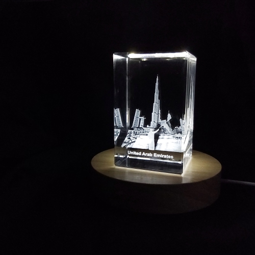 Burj Klahifa 3D Engraved Crystal Collectible Souvenir