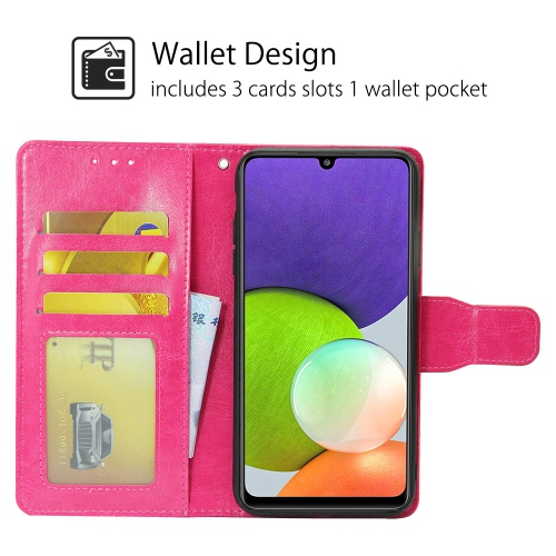 TopSave Leather Folio Flip Wallet w/Magnetic Clip Card Slot Holder Case For Motorola Moto G Power 5G(24), Hot Pink
