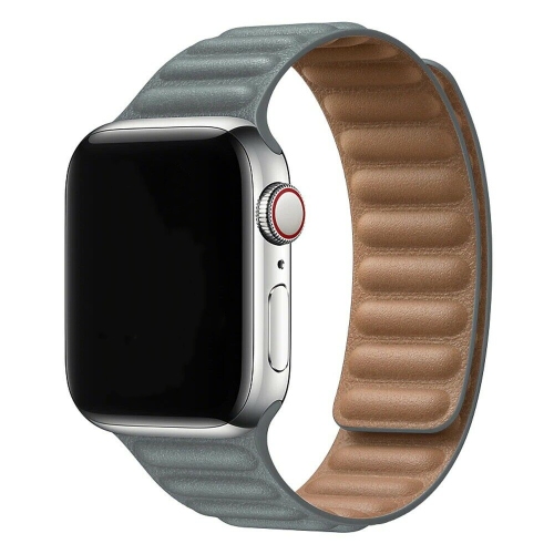 Bracelet de remplacement à lien magnétique en cuir pour Apple Watch iWatch Series 1 à 7 SE, 38 mm/40 mm/41 mm, gris