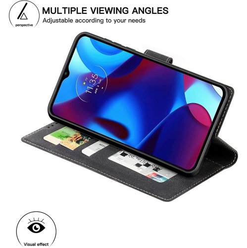 [CS] Motorola Moto G Pure 2021, étui folio en cuir magnétique à rabat avec fente pour carte, vin