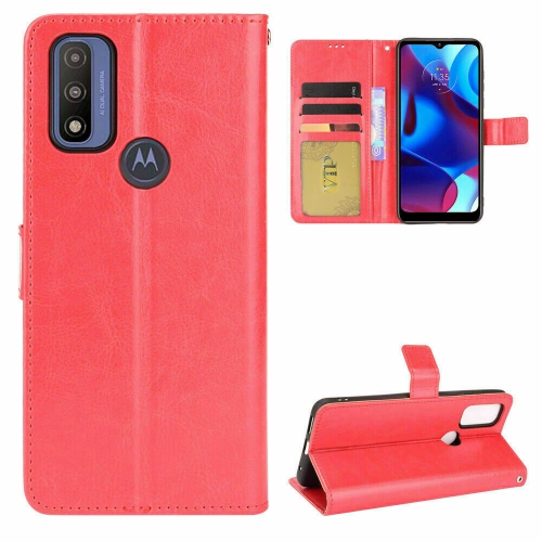 [CS] Motorola Moto G Pure 2021, étui folio en cuir magnétique à rabat avec fente pour carte, rouge