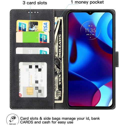 [CS] Motorola Moto G Pure 2021, étui folio en cuir magnétique à rabat avec fente pour carte, rouge