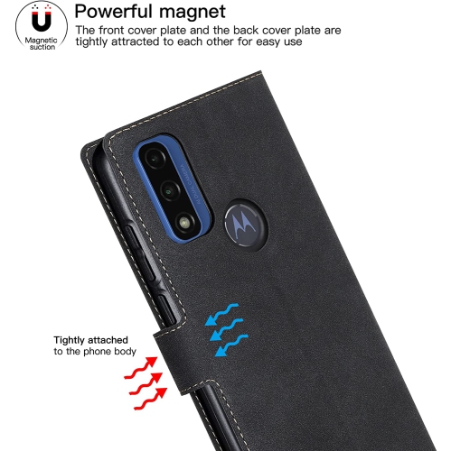 [CS] Motorola Moto G Pure 2021, étui folio en cuir magnétique à rabat avec fente pour carte, bleu sarcelle