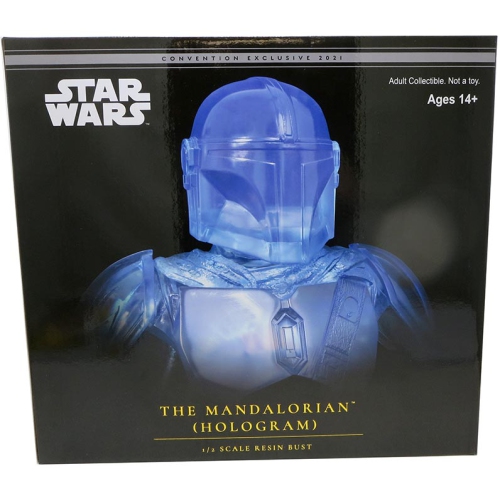 STAR WARS  Collectible L3D Light 10 Inch Bust Statue Sdcc - The Mandalorian (Hologram)