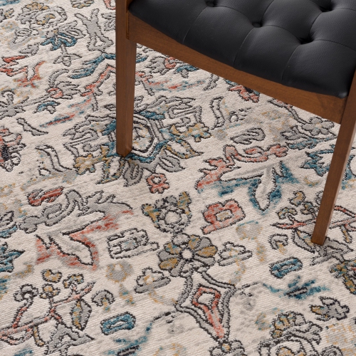 La Dole Rugs Traditional Persian Oriental Paisly Ivory Grey Teal Turquoise Red Orange Area Rug Living Room Bedroom Carpet Tapis 2'7"x4'11"