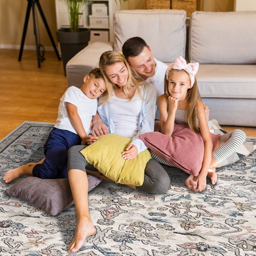 La Dole Rugs Traditional Persian Oriental Paisly Ivory Grey Teal Turquoise Red Orange Area Rug Living Room Bedroom Carpet Tapis 2'7"x4'11"