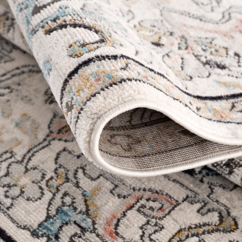 La Dole Rugs Traditional Persian Oriental Paisly Ivory Grey Teal Turquoise Red Orange Area Rug Living Room Bedroom Carpet Tapis 7'10"x10'5"