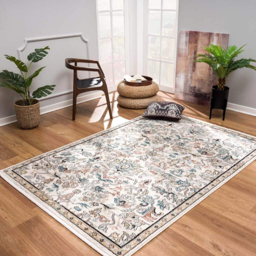 La Dole Rugs Traditional Persian Oriental Paisly Ivory Grey Teal Turquoise Red Orange Area Rug Living Room Bedroom Carpet Tapis 7'10"x10'5"