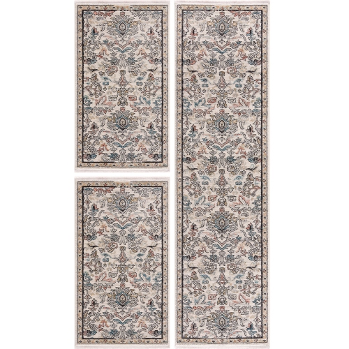 La Dole Rugs Traditional Persian Oriental Paisly Ivory Grey Teal Turquoise Red Orange Area Rug Living Room Bedroom Carpet Tapis 2'7"x9'11"