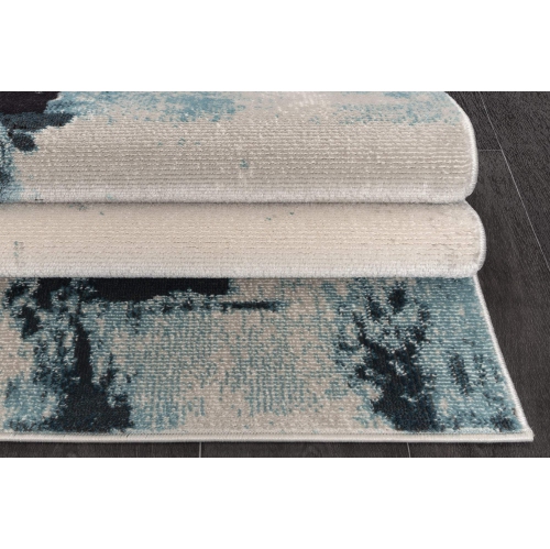La Dole Rugs Abstract Rustic Minimalistic Modern Turquoise Blue Ivory Area Rug Living Room Bedroom Carpet Tapis 5'2"x7'6"