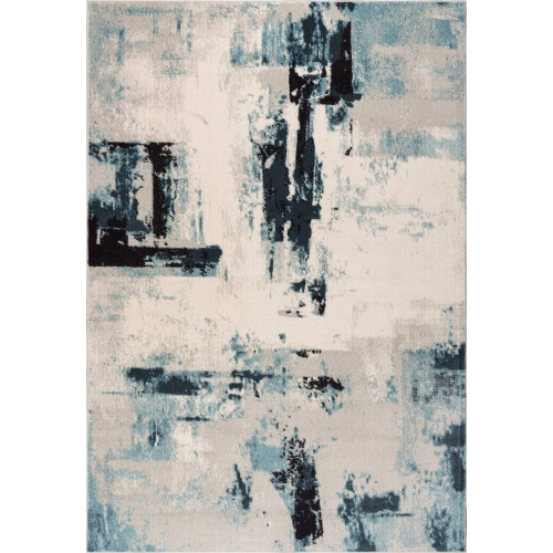 LADOLE RUGS  La Dole Rugs Abstract Rustic Minimalistic Modern Turquoise Ivory Area Rug Living Room Bedroom Carpet Tapis 6'7"x9'6" In Blue