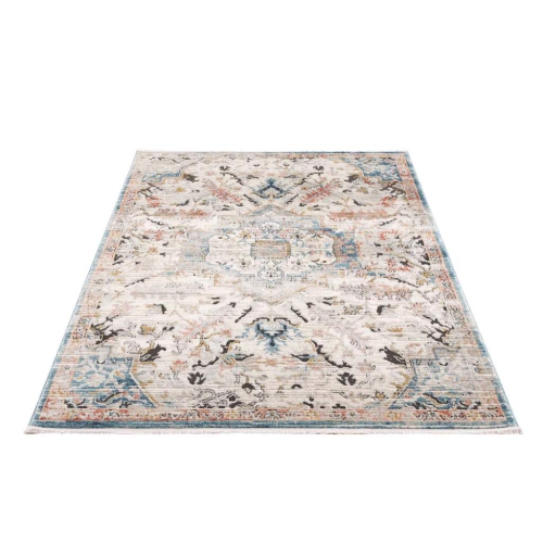 La Dole Rugs Traditional Persian Oriental Distressed Teal Turquoise Ivory Grey Red Orange Area Rug Living Room Bedroom Carpet Tapis 3'11"x5'3"