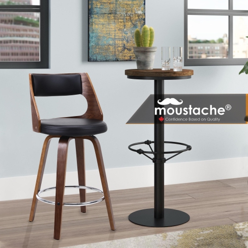 Mid-Century 26 Inch Counter Stools Barstool with Back & Foot Ring , Wood Swivel Bar Stools(18.1"L x 19.1"D x 36.2" H)