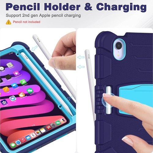 XCRS Apple iPad Mini 6 8.3 inches Rugged Case with Kickstand, Full Body Heavy Duty Triple Layered Shockproof, Anti-Skid Protective Cover with Built