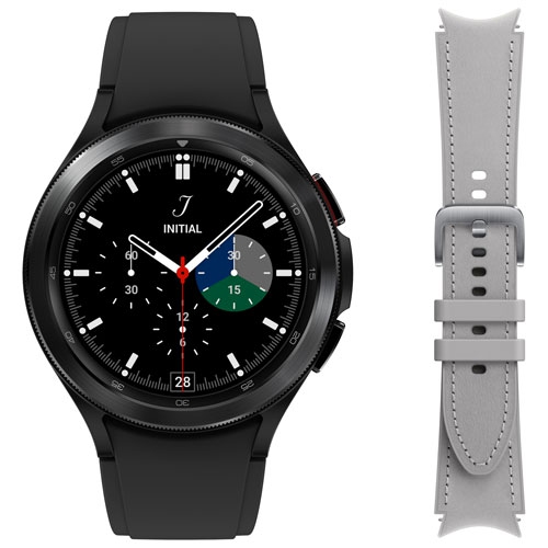 Samsung Galaxy Watch4 Classic 46mm Smartwatch w/ HR Monitor & Extra Strap -Black/Grey - Open Box