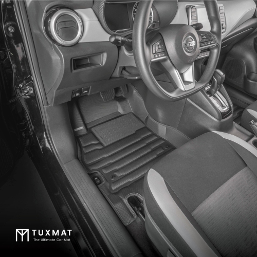 TuxMat - For Nissan Versa 2020-2026 Models - Custom Car Mats - Maximum Coverage, All Weather, Laser Measured - This Full Set Includes 1st and 2nd Rows