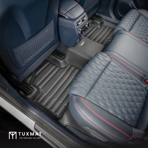 TuxMat - For Genesis GV70 2022-2025 Models - Custom Car Mats - Maximum Coverage, All Weather, Laser Measured - This Full Set Includes 1st and 2nd Rows
