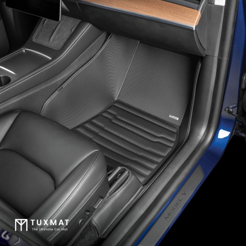 Tuxmat - pour les modèles Tesla Model y 7 places 2020-2025 - Tapis de voiture personnalisé - Couverture maximale, toutes saisons, laser mesuré - cet