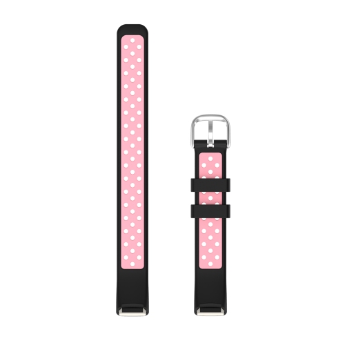 STRAPSCO  Heavy Duty Silicone Perforated Rubber Sport Band Strap for Fitbit Luxe - & Pink In Black
