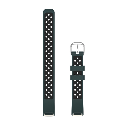 STRAPSCO  Heavy Duty Silicone Perforated Rubber Sport Band Strap for Fitbit Luxe - Teal & In Black